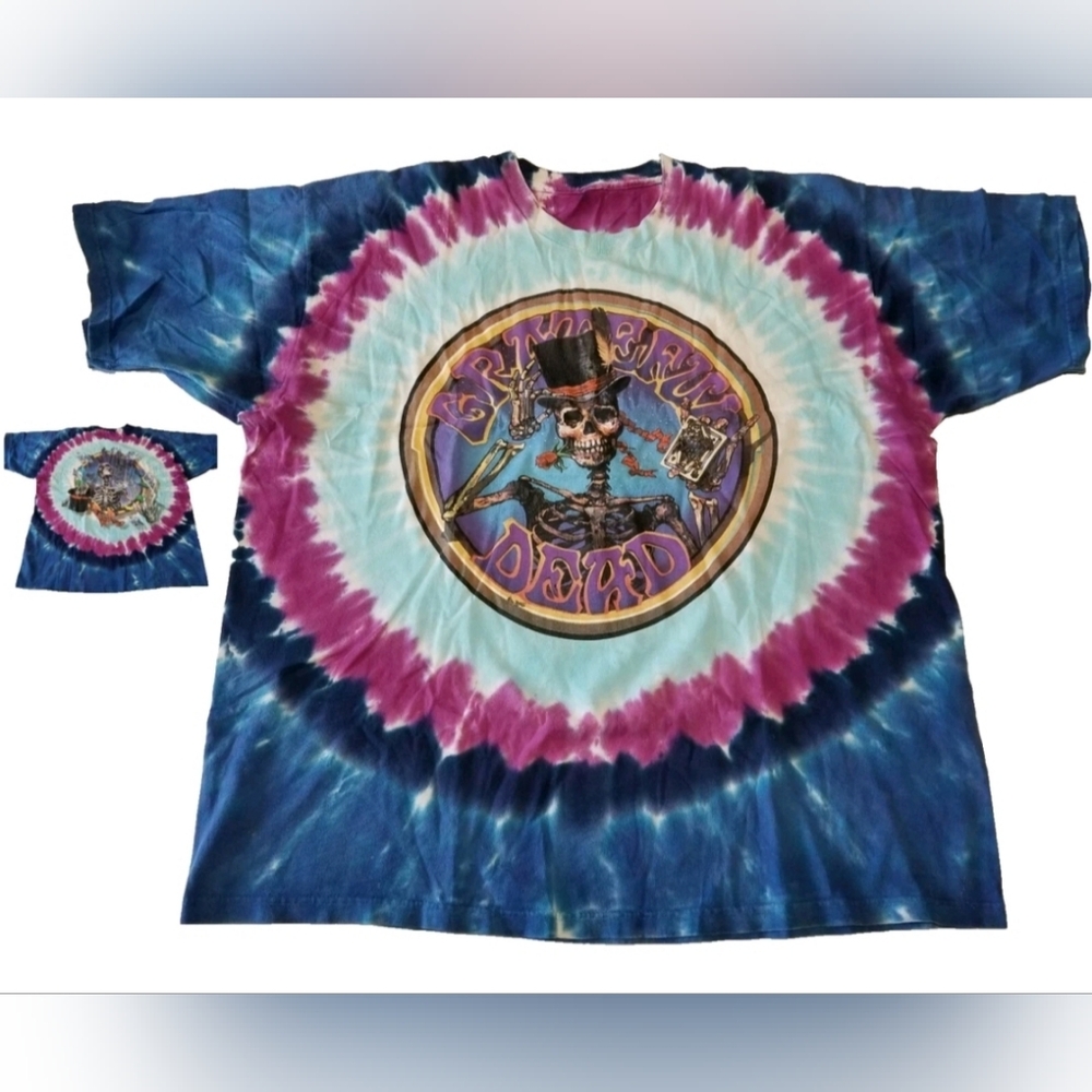 Grateful Dead Tie Dye T-Shirt 2XL Skeleton Poker Cards Queen Spades 1999 Vtg Art